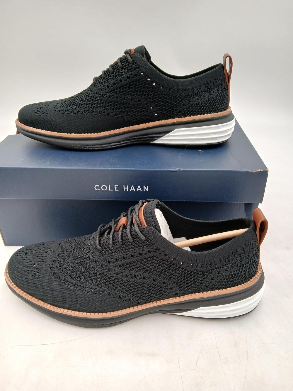 Cole Haan Grand Harrington Stitch Wing Oxford Shoes Mens Size 9 Black Dress